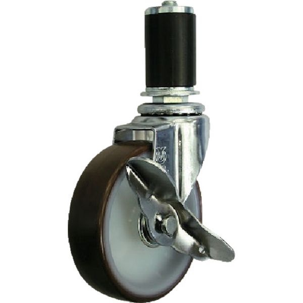 ETF100URS22  ゴムパイプ22径差込みキャスターS付自在車 100径ウレタン車輪