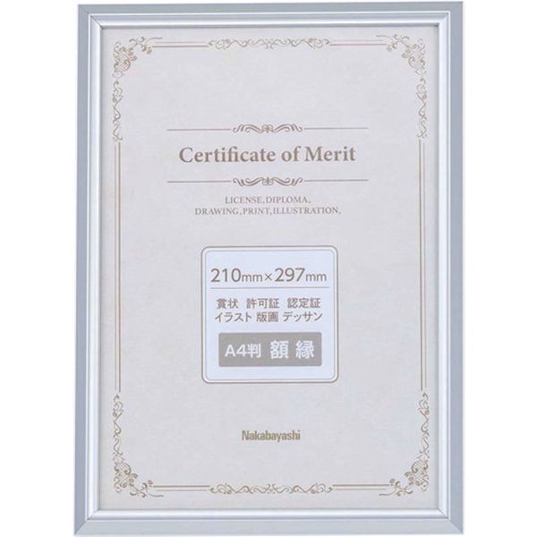 FSA102SV 668-3589  アルミ賞状額/A4/シルバー