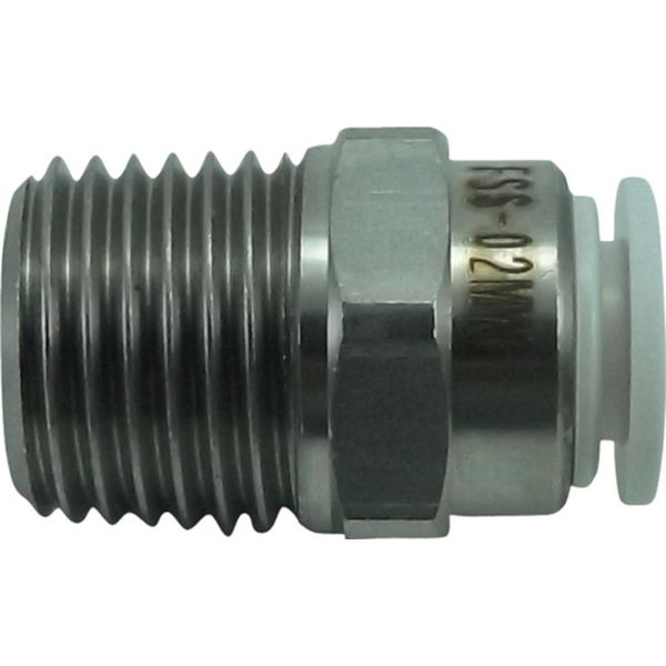 チヨダ　ファイブＳＵＳメイルコネクタ　白　６ｍｍ・Ｒ１／４