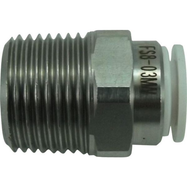 チヨダ　ファイブＳＵＳメイルコネクタ　白　８ｍｍ・Ｒ３／８