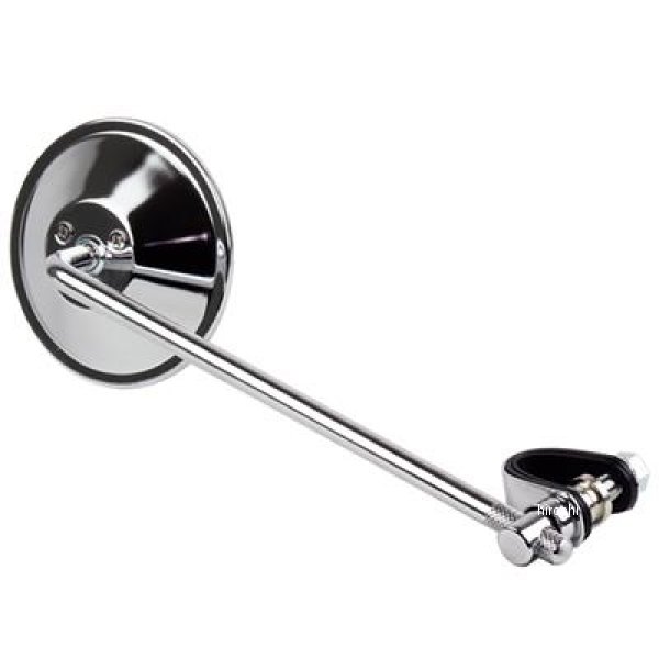 4インチラウンドミラー 10インチステム クローム クランプタイプ 7/8インチ(22.2mm)用