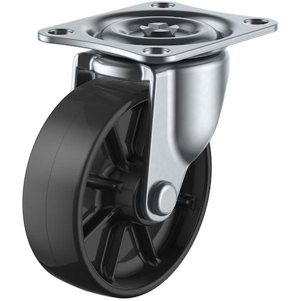 G38BN 364-0465  プレート式キャスター 自在車 38径 ナイロン(黒)車輪