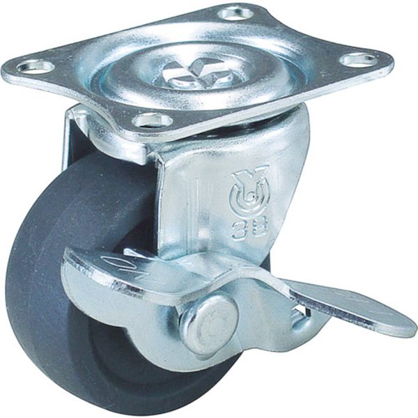 プレート式エラストマーキャスター自在３８径Ｓ付
