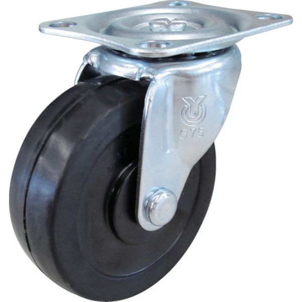 プレート式ゴムキャスター自在７５径
