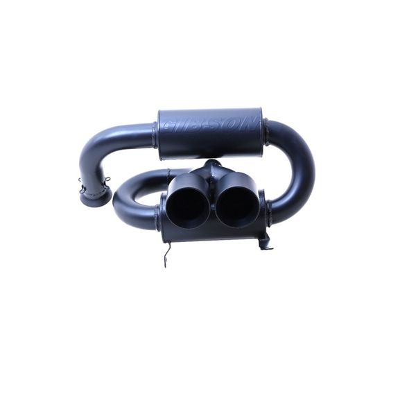 Gibson 2024 Cam-Am Maverick R 4in. T304 Stainless Round Dual Wall Slash-Cut Tip - Black Ceramic