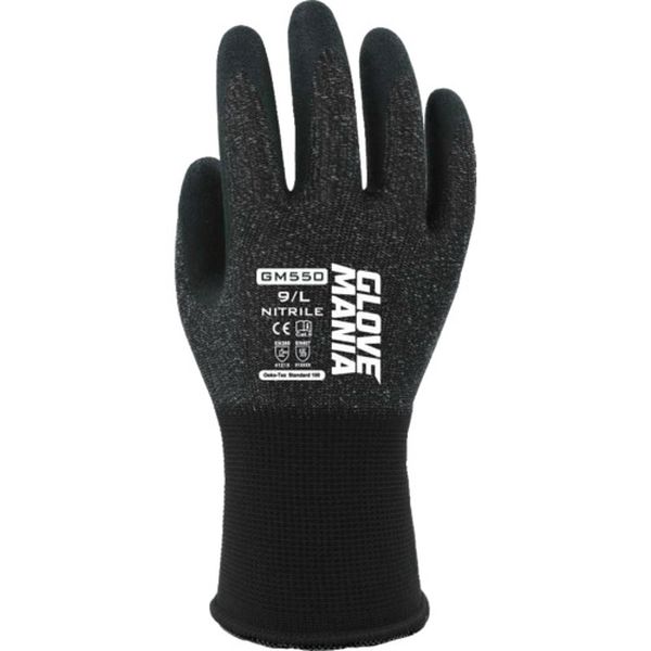 GM550BKM 681-0435  GM550 グローブマニア ニトリル ブラック Mサイズ