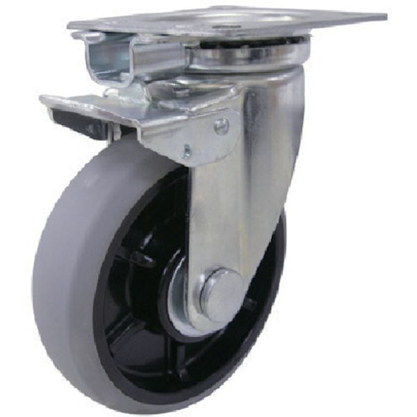 プレート式 自在 キャスター ウレタン 車輪径150mm 旋回固定 Jタイプ J2K型 取付寸法80×80(75×75)