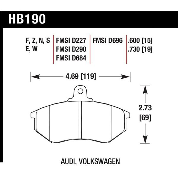 Audi 5000 S Turbo/4000CS Quattro/Coupe GT / Volkswagen Golf/Jetta/Passat  Race Frt Brk 9012