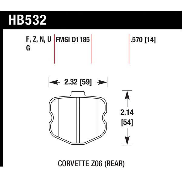 06-10 Chevy Corvette (OEM Pad Design) Rear HP+ Street Brake Pads