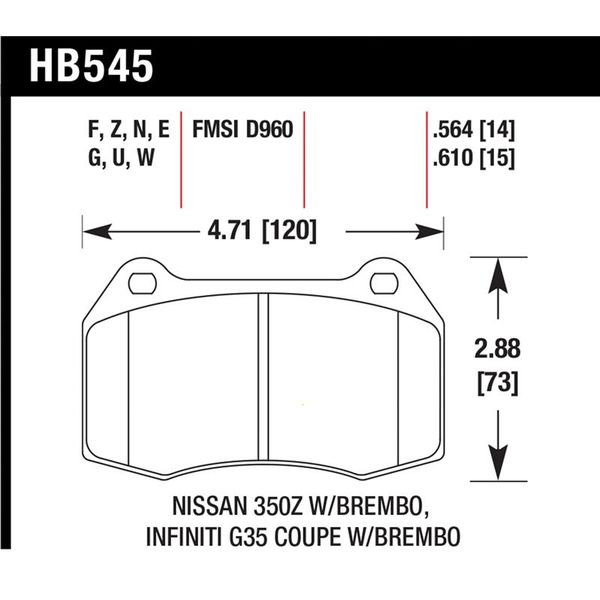 03-07 G35/350z w/ Brembo Performance Ceramic Street Front Brake Pads