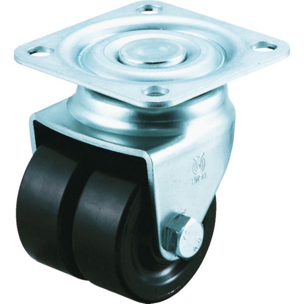 重量用双輪キャスター　自在車　３８径　黒ナイロン車輪