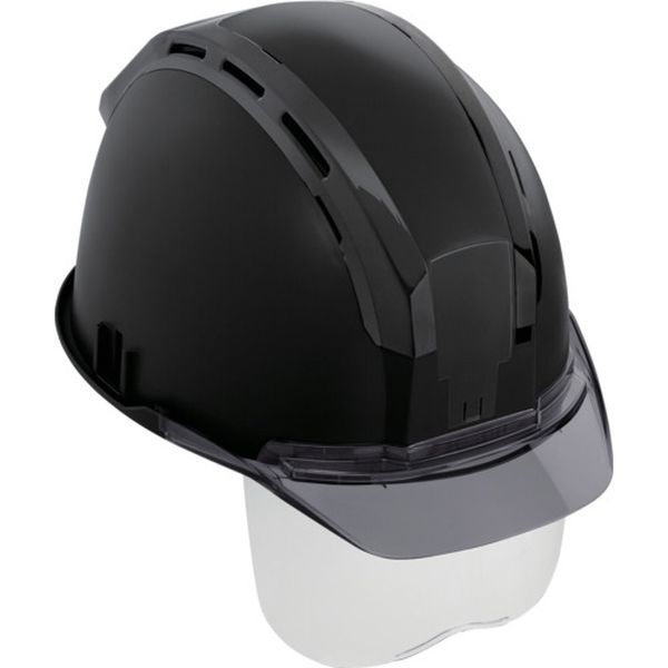 697-1312 ヘルメット セフメット(セフ取付溝付ヘルメット) ブラック スモーク シールド付