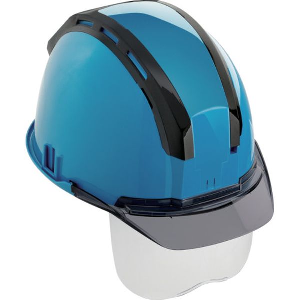 696-9816 ヘルメット セフメット(セフ取付溝付ヘルメット) ブルー スモーク シールド付
