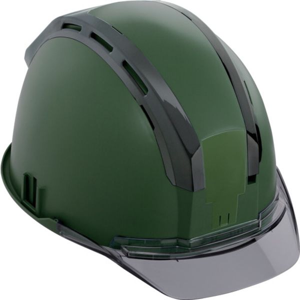 ヘルメット セフメット(セフ取付溝付ヘルメット) アースグリーン スモーク