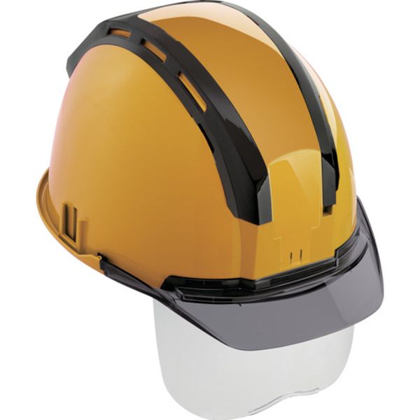 696-9808 ヘルメット セフメット(セフ取付溝付ヘルメット) イエロー スモーク シールド付