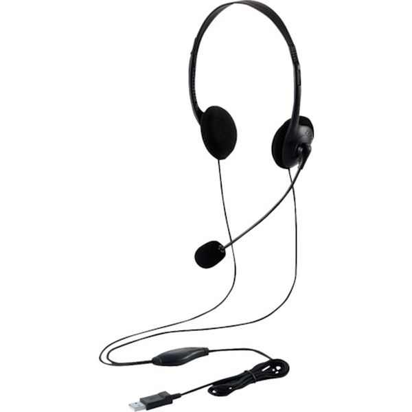 HSHP22UCBK 422-7755 有線ヘッドセット オーバーヘッド型 マイクアーム付き USB-A 両耳 ブラック