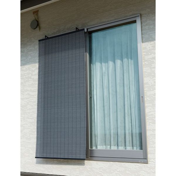 K8818SBK  アルミ配合PPすだれ コバルト シルバー/ブラック 88cm×180cm