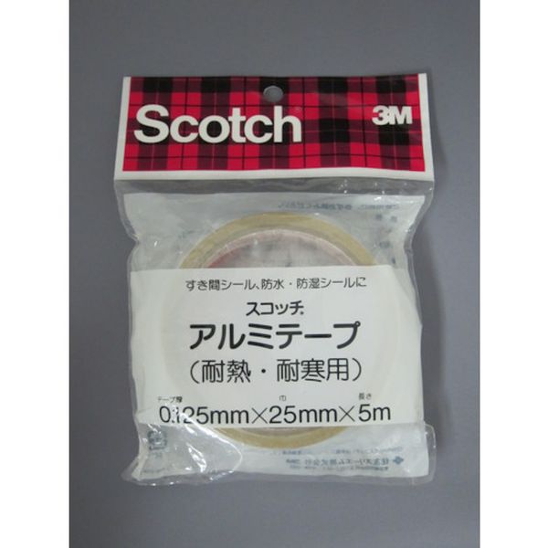 KAL25 542-3317  スコッチ アルミテープ 耐熱・耐寒用 25mm×5m