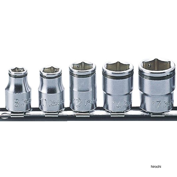 Ko-ken 5点組 3/8SQ ナットグリップ付ソケット・レールセット