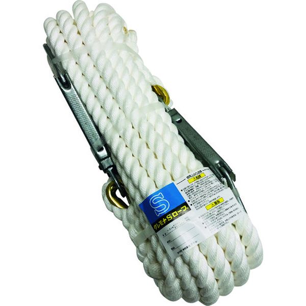 KMS16202HOOK  両端大口径フック付 クレモナS荷揚げ用ロープ 16mmΦ×20m