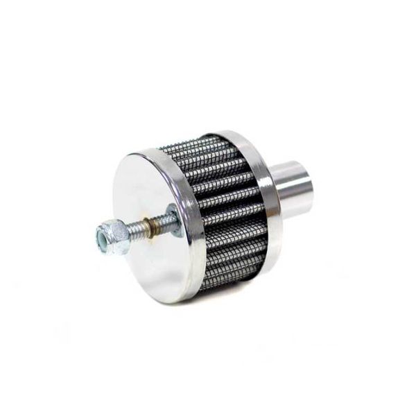 Steel Base Chrome Top Crankcase Vent Filter 3/4in OD Vent / 2in OD / 1-1/2in H Stud Mount