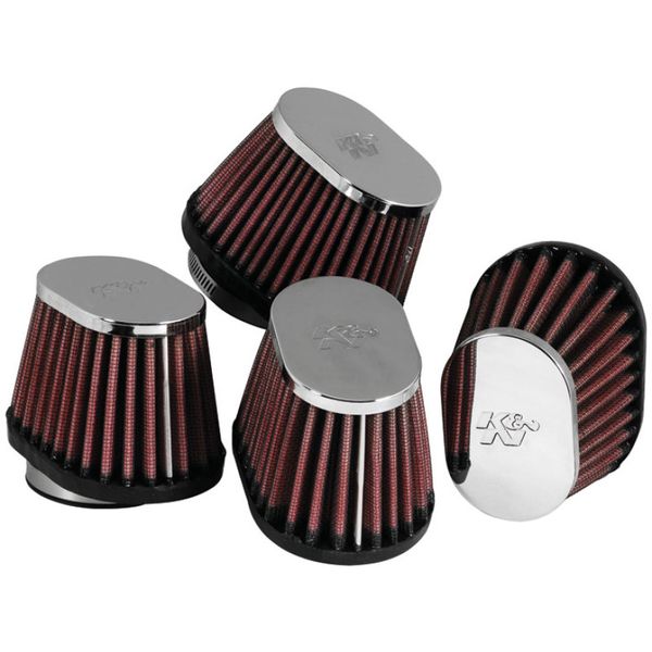 Universal Chrome Oval Tapered Air Filter - 2in Flg ID x 4in OS L 3in OS W x 2.75in H