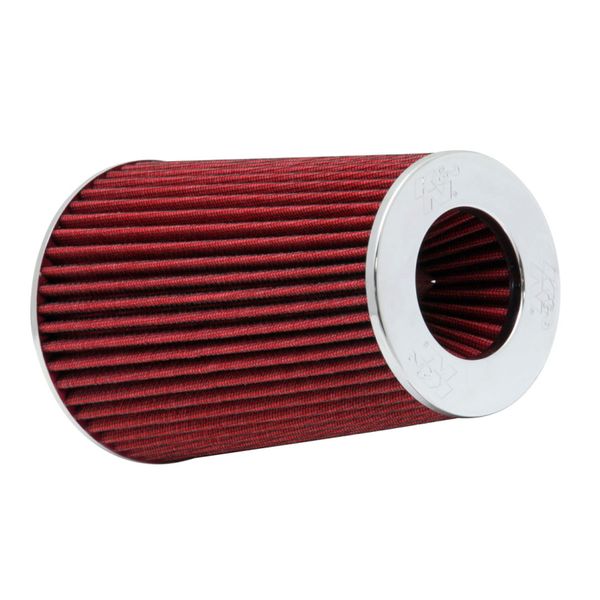 Universal Air Filter Chrome Round Tapered Red - 4in Flange ID x 1.125in Flange Length x 9.5in H