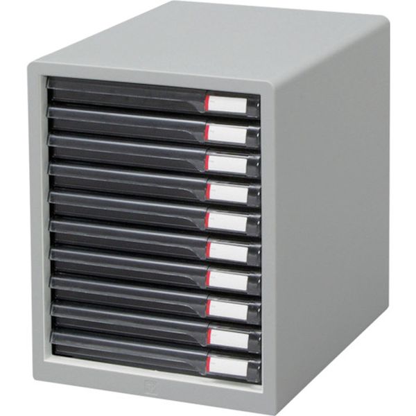 レターケース浅型１０段　２６５×３５０×３４５　ライトグレー