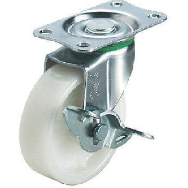 プレート式 自在 キャスター ナイロン 車輪径50mm ストッパー付き Lタイプ LG-S型 取付寸法46×35