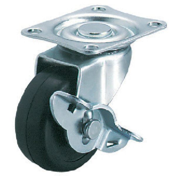 プレート式 自在 キャスター ゴム 車輪径50mm ストッパー付き Lタイプ LG-S型 取付寸法46×35