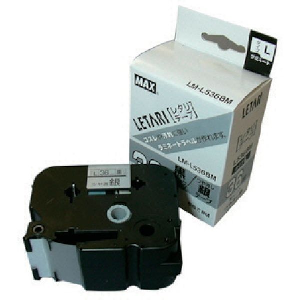 ラベルプリンタ　ビーポップミニ　３６ｍｍ幅テープ　つや消し銀地黒字