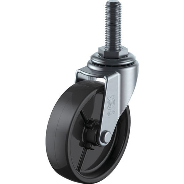 ねじ込み式 自在 キャスター 黒ナイロン 車輪径65mm  Lタイプ LT型 ネジ寸法W3/8×14山数16