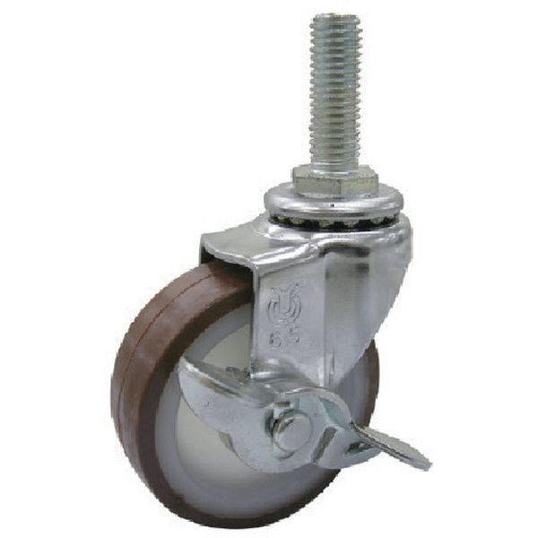 ねじ込み式 自在 キャスター ウレタン 車輪径75mm ストッパー付き LT-S型 ネジ寸法M12×35ピッチ1.75