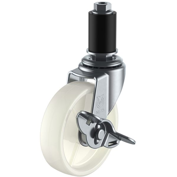 差し込み式 自在 キャスター ナイロン 車輪径50mm ストッパー付き Lタイプ LTF-S型 パイプ径22
