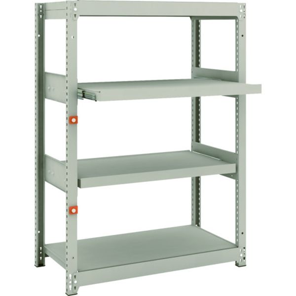 M1.54342M2 スチールラック M1.5型軽中量棚 860X445XH1200 4段うちスライド2段 単体