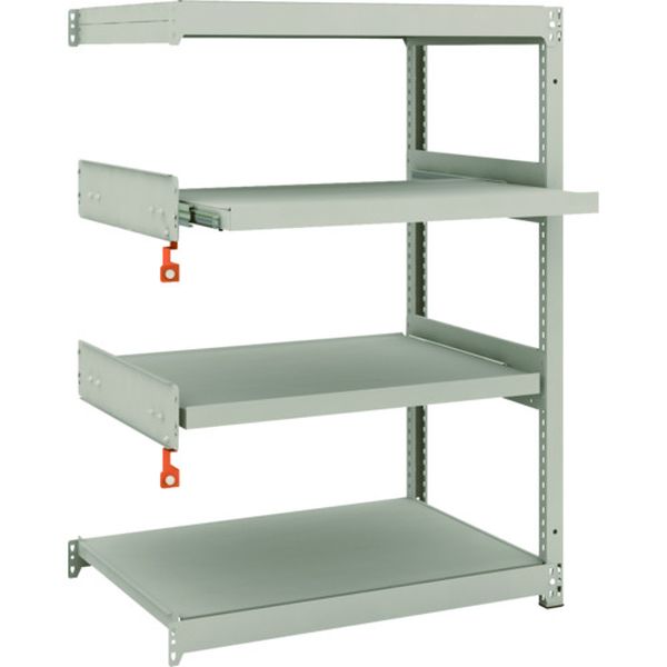 M1.54362M2B スチールラック M1.5型軽中量棚 860X595XH1200 4段うちスライド2段 連結