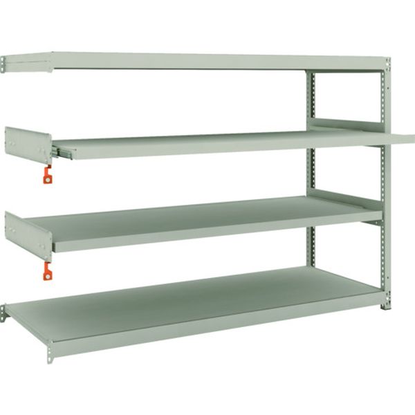 M1.54662M2B スチールラック M1.5型軽中量棚 1760X595XH1200 4段うちスライド2段 連結