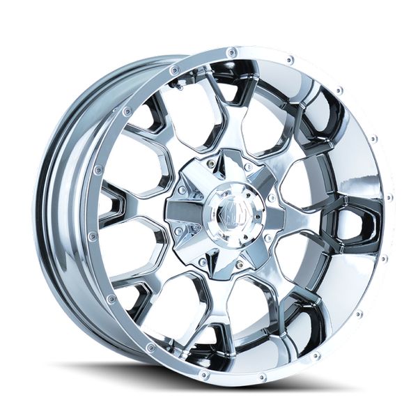 8015 Warrior 20x9 / 8x180 BP / 18mm Offset / 124.1mm Hub Chrome Wheel