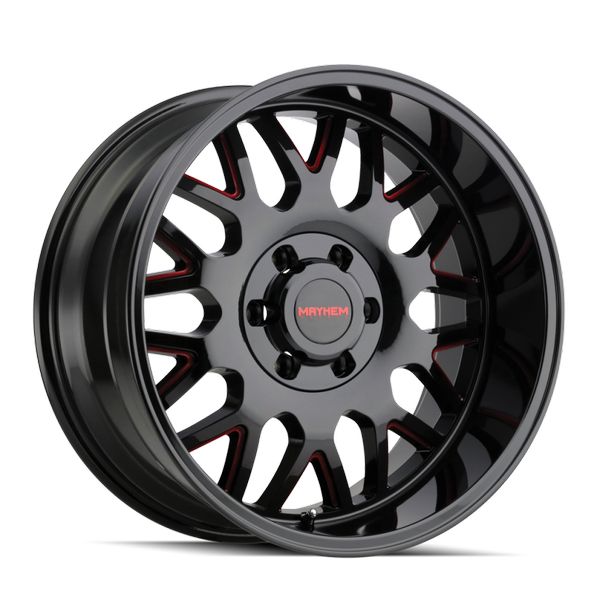 8110 Tripwire 20x9 / 8x165.1 BP / 0mm Offset / 130.8mm Hub Black w/ Prism Red Wheel