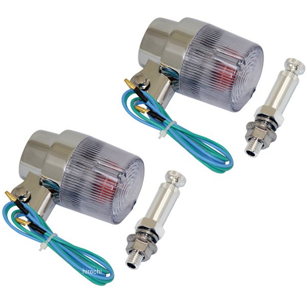 汎用 丸型 ヨーロピアンウインカー M10×73mm アルミ取付ステー付き クリア 2個セット