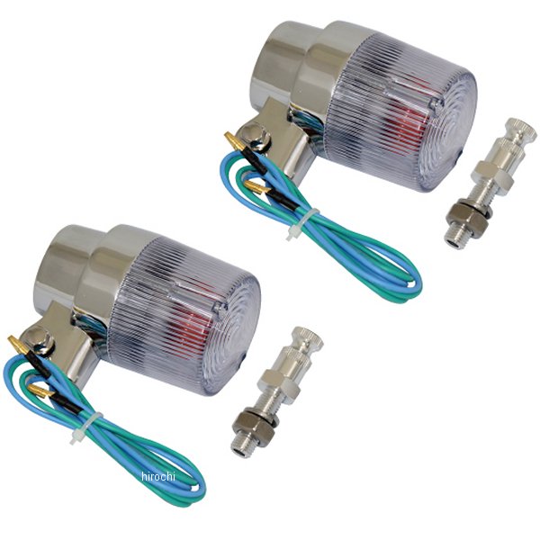 汎用 丸型 ヨーロピアンウインカー M10×60mm アルミ取付ステー付き クリア 2個セット