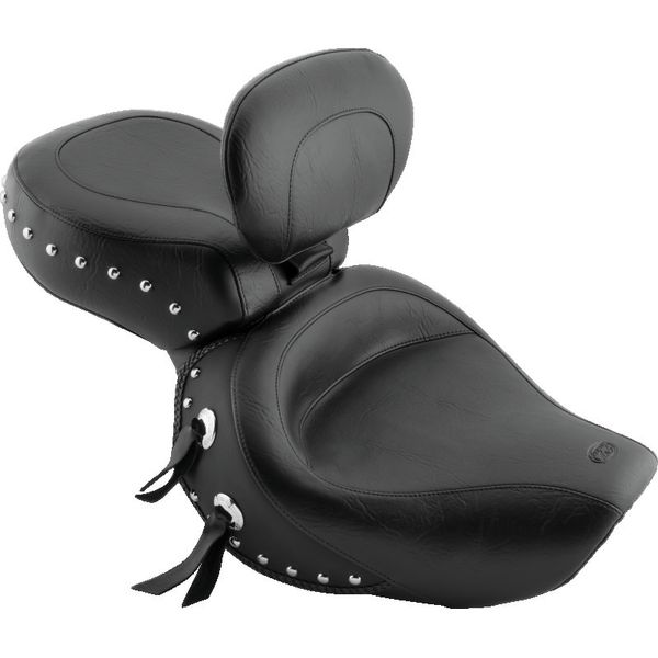 Mustang 00-08 Honda VT1100 Sabre,97-08 Spirit,87-97 Shadow Wide Touring 1PC Seat w/Studs - Black