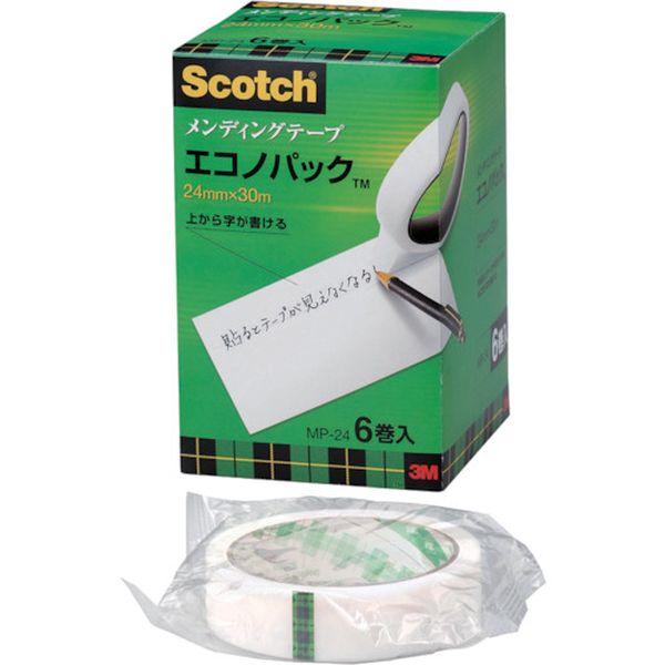 MP24 406-3198  メンディングテープエコノパック 24mmX30m 6巻入 巻芯径76mm