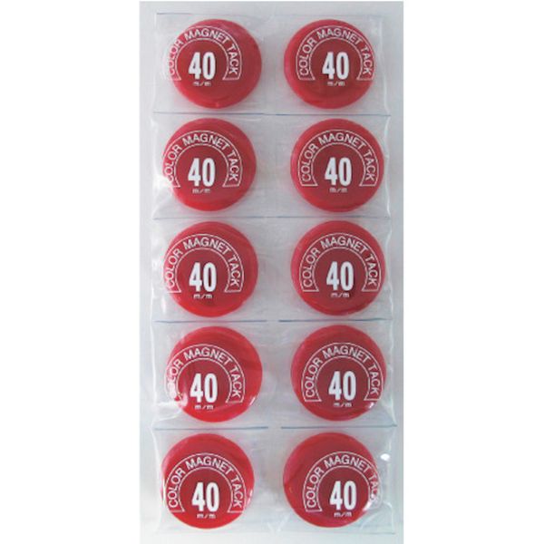 MR40RD 358-9844  カラーマグネット丸型＃40 赤 10個入り