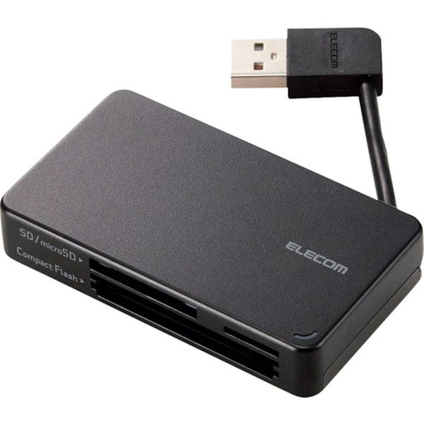 MRK304BK メモリリーダライタ ケーブル収納タイプ USB2.0対応 SD＋microSD＋CF対応 ブラック