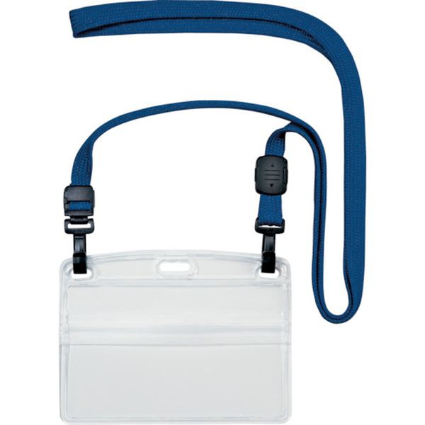 ＯＰ　吊り下げ名札　ダブルフック式ヨコ名刺　１０枚　青