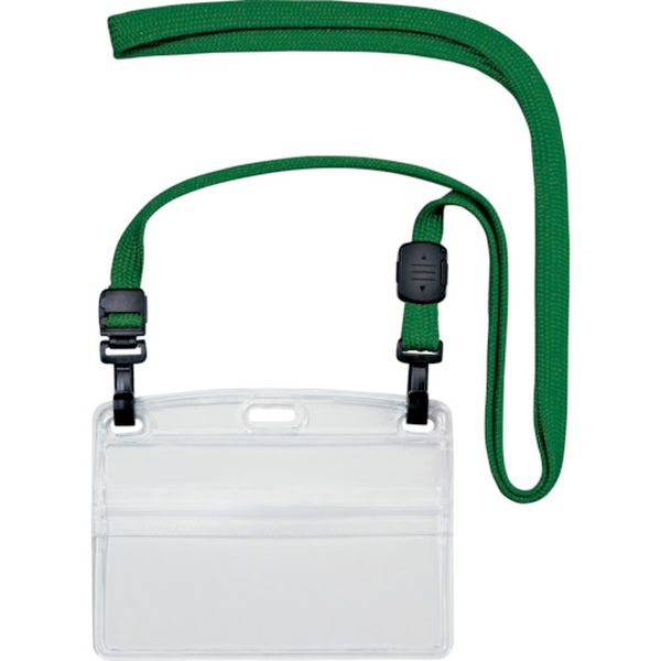 ＯＰ　吊り下げ名札　ダブルフック式ヨコ名刺　１０枚　緑