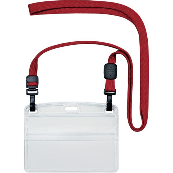 ＯＰ　吊り下げ名札　ダブルフック式ヨコ名刺　１０枚　赤