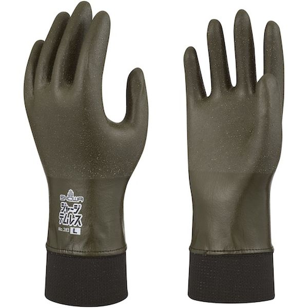 NO283SOG 567-5807 ポリウレタン手袋 NO283 ジャージテムレス オリーブグリーン Sサイズ