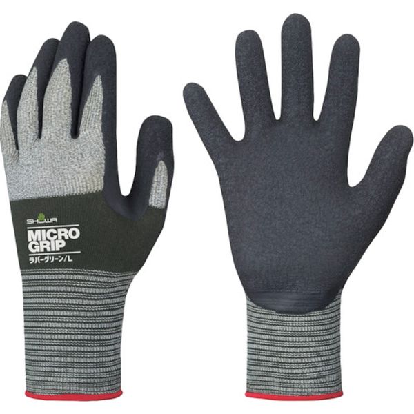 NO344L 560-3001 天然ゴム背抜き手袋 NO344 マイクログリップ ラバーグリーン Lサイズ